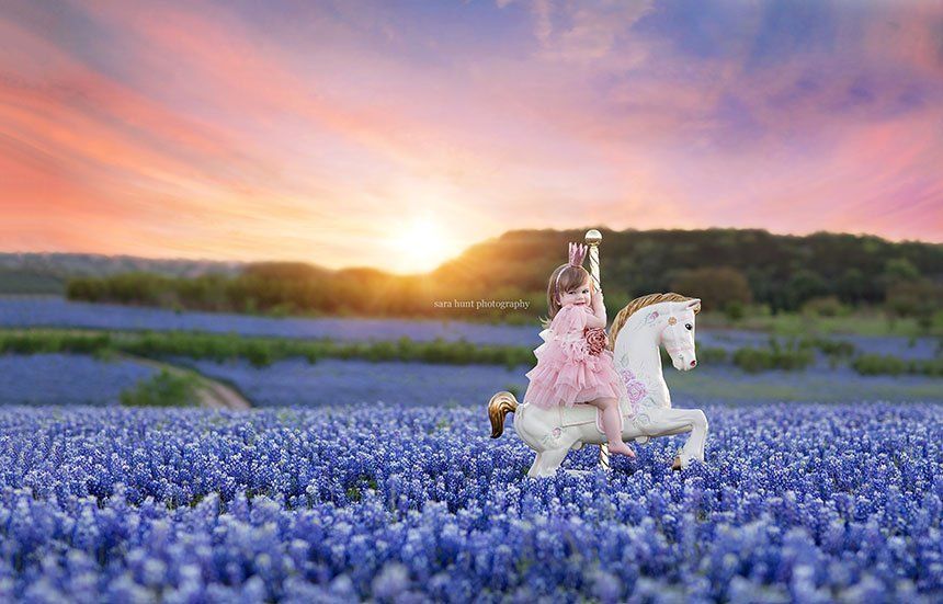 Girl riding a horse in the blue bonnet field — Pearland, TX — Sara Hunt Photography Girl riding a horse in the blue bonnet field — Pearland, TX — Sara Hunt Photography