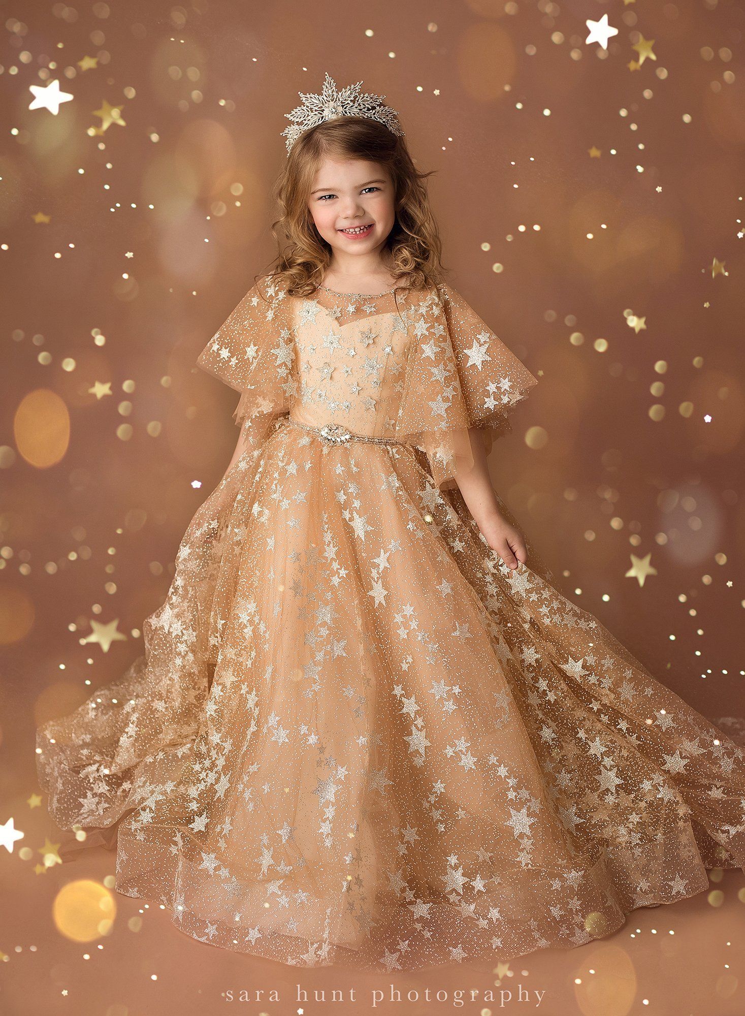 Full body shot of a girl in gold gown — Pearland, TX — Sara Hunt Photography