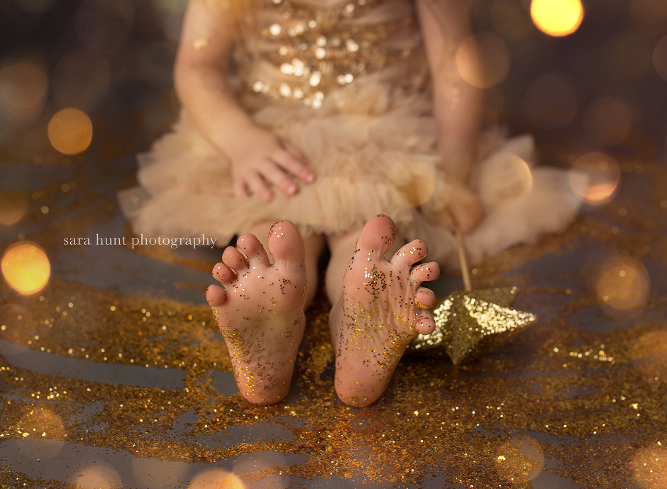 Princess with glitters on her feet — Pearland, TX — Sara Hunt Photography