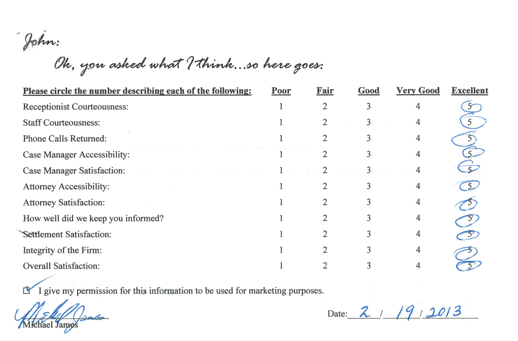 A sheet of paper with a signature on it that says john