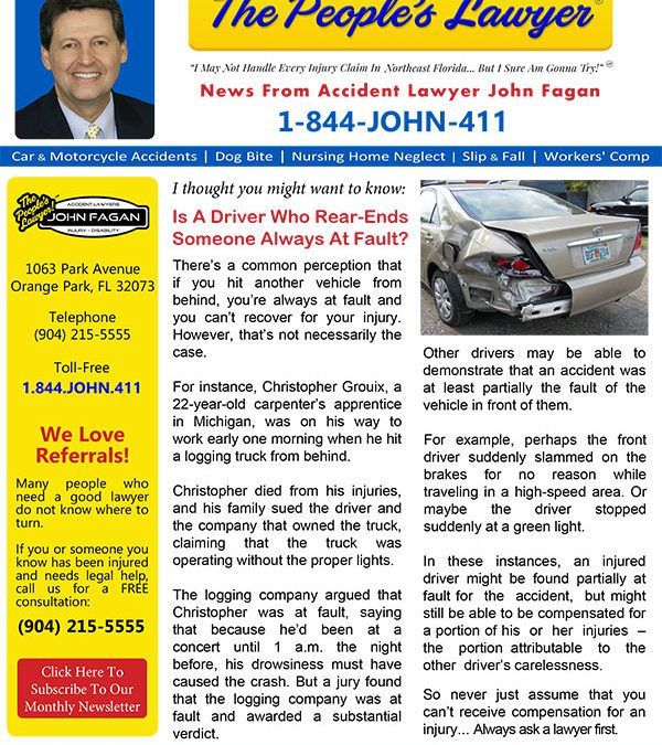 A flyer for the people 's lawyer with a picture of a car