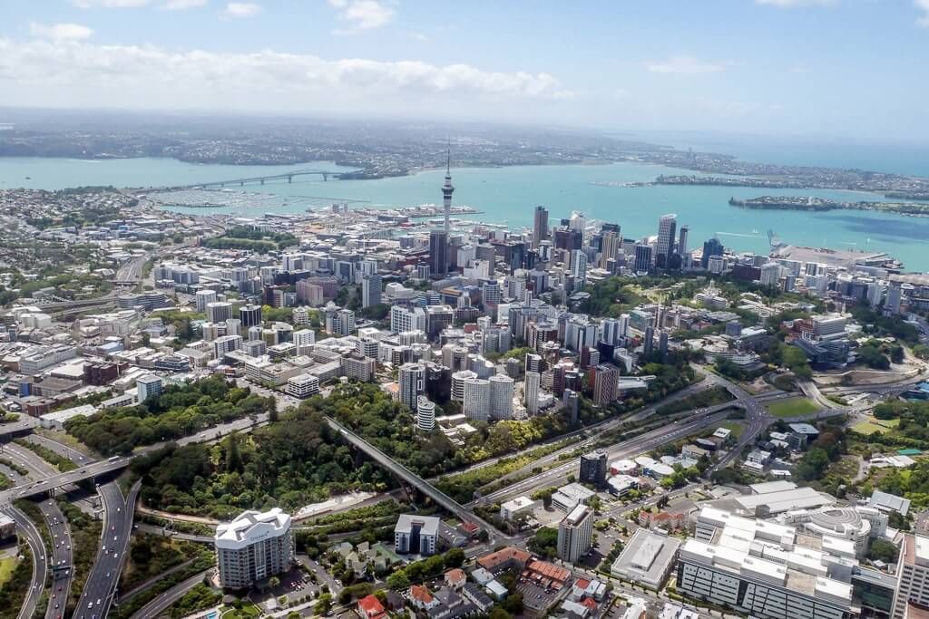 Aerial view of Auckland, New Zealand.