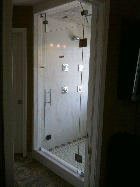 Commercial Glass — Single unit of a Bathroom with a Glass Wall In   Columbus, IN
