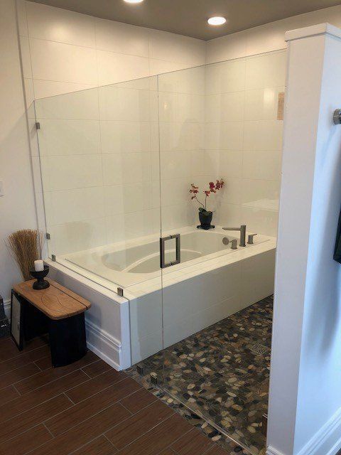 Glass Showers — Bathtub with a Glass Enclosure In Columbus, IN