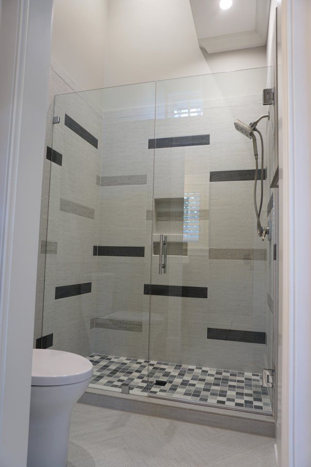 Custom Glass — Bathroom with a single glass Door In Columbus, IN