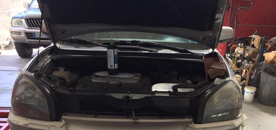 Pulizia motore auto con detergente