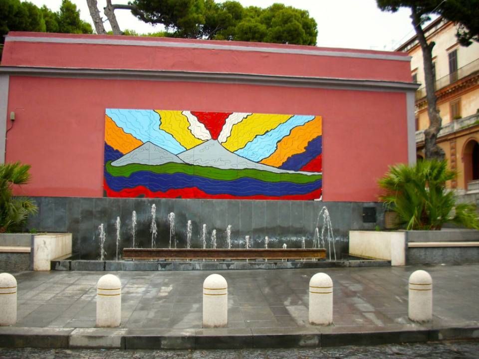 fontana decorativa in pietra lavica