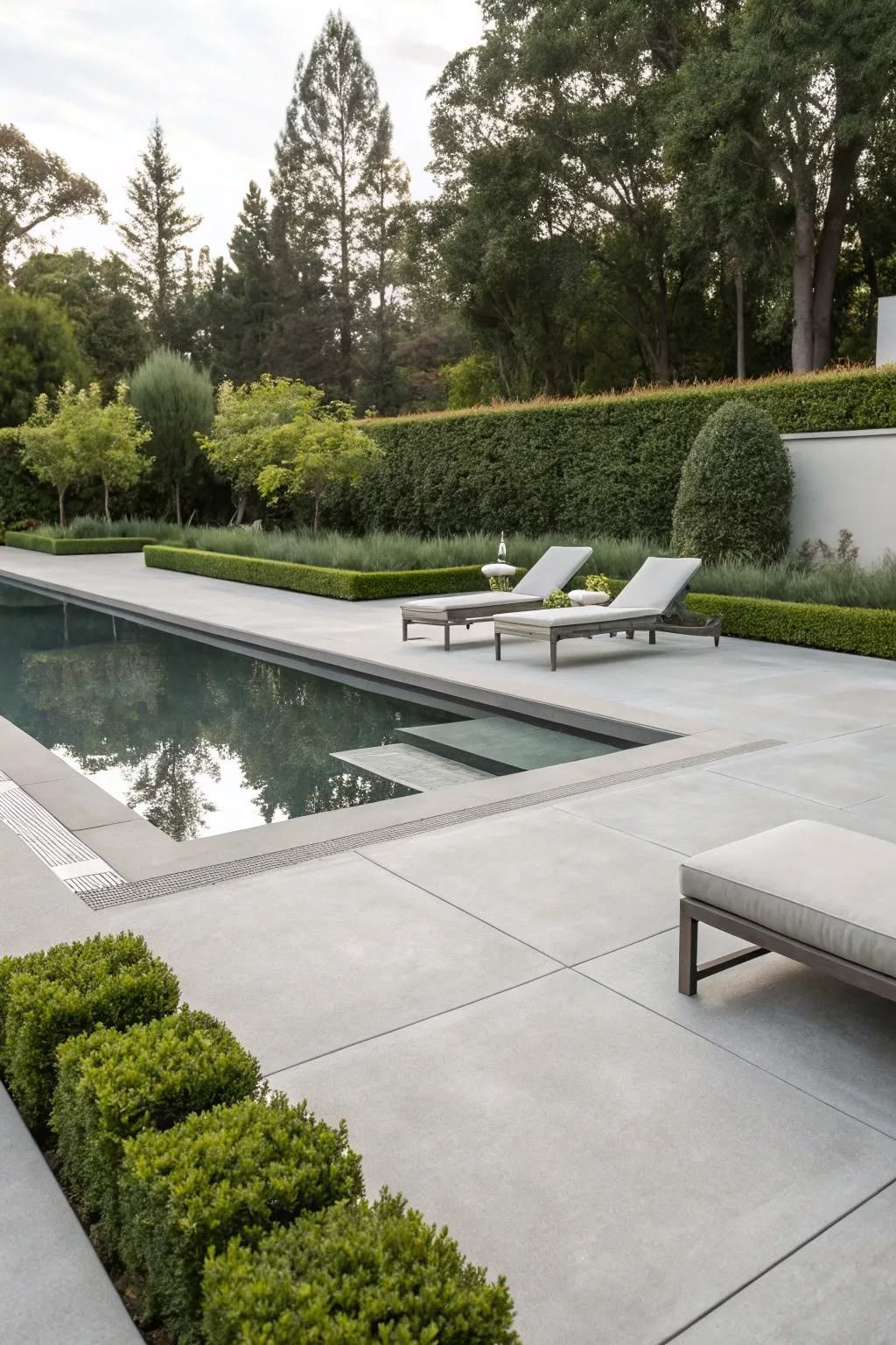 Custom stamped concrete backyard patio with integral color and decorative border installed by Coastline Concrete.