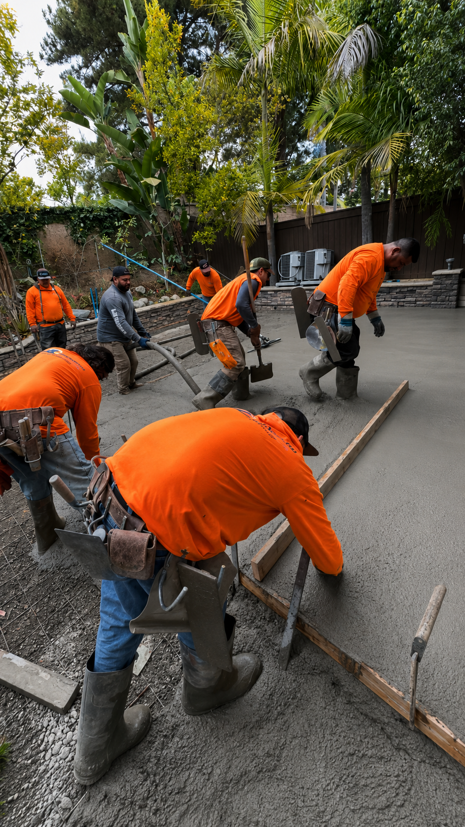 Coastline Concrete crew installing residential concrete in Orange County.
