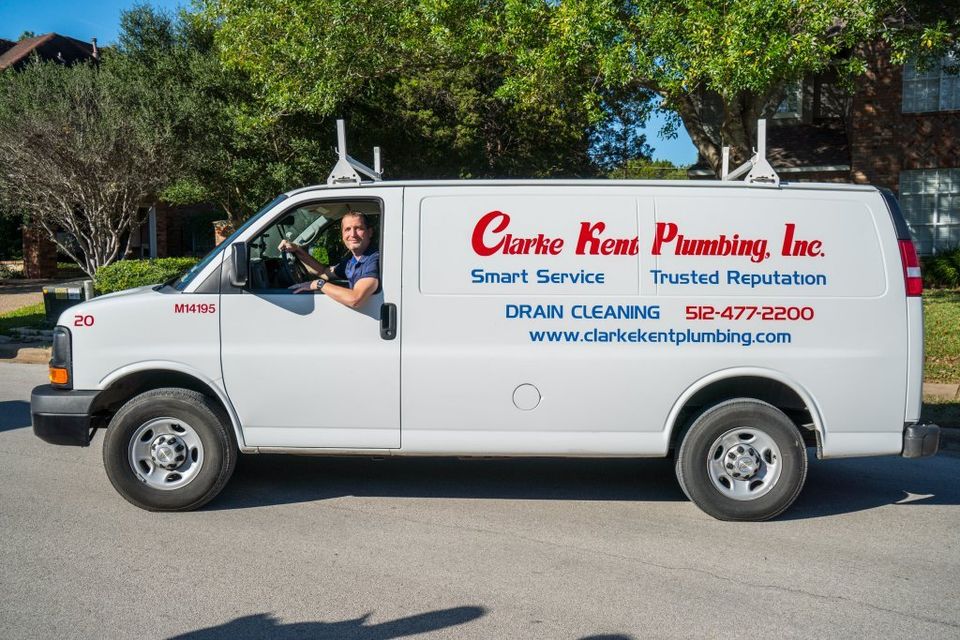 Clarke Kent Plumbing — Plumber on a Truck in Austin, TX