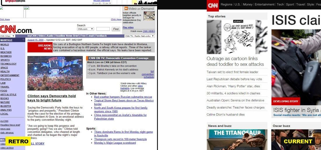 CNN's old website compared to it's new one