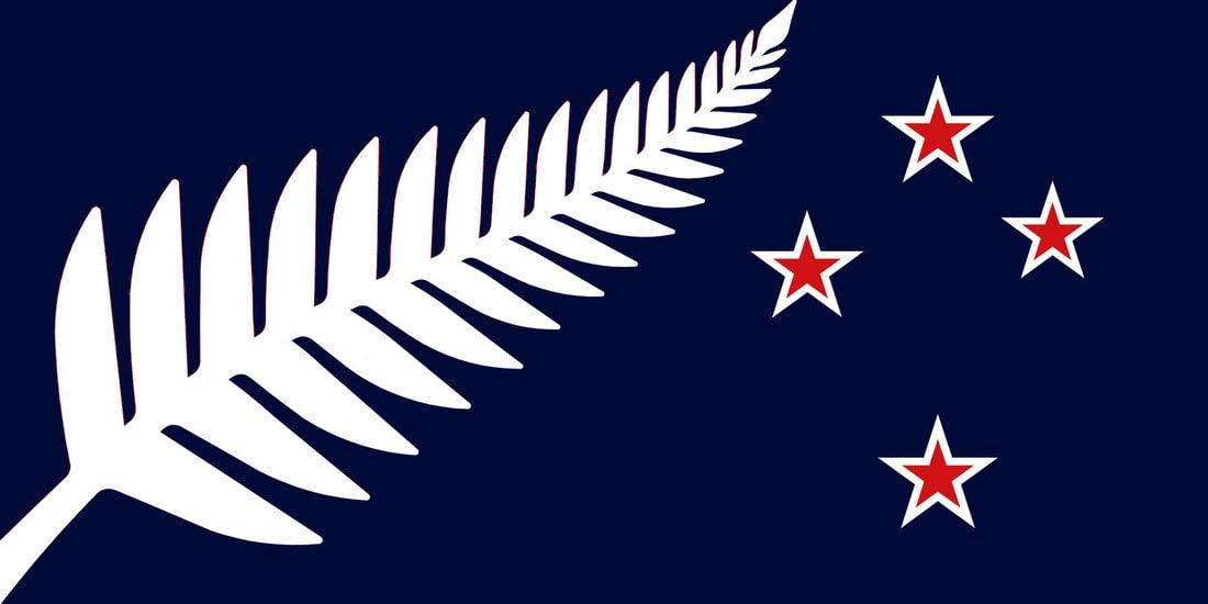 Alternative New Zealand flag with silver fern on it