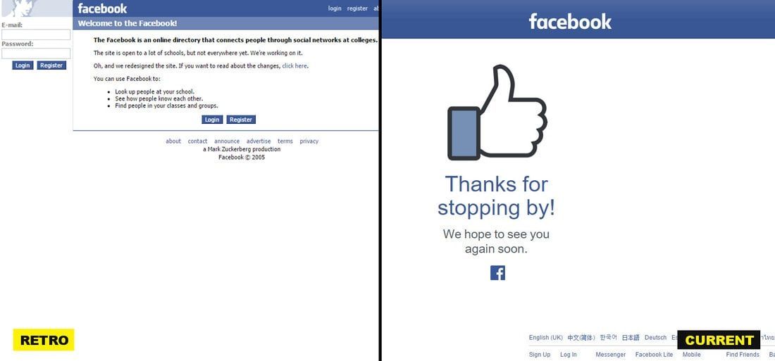 Facebook's old site compared to it's new one