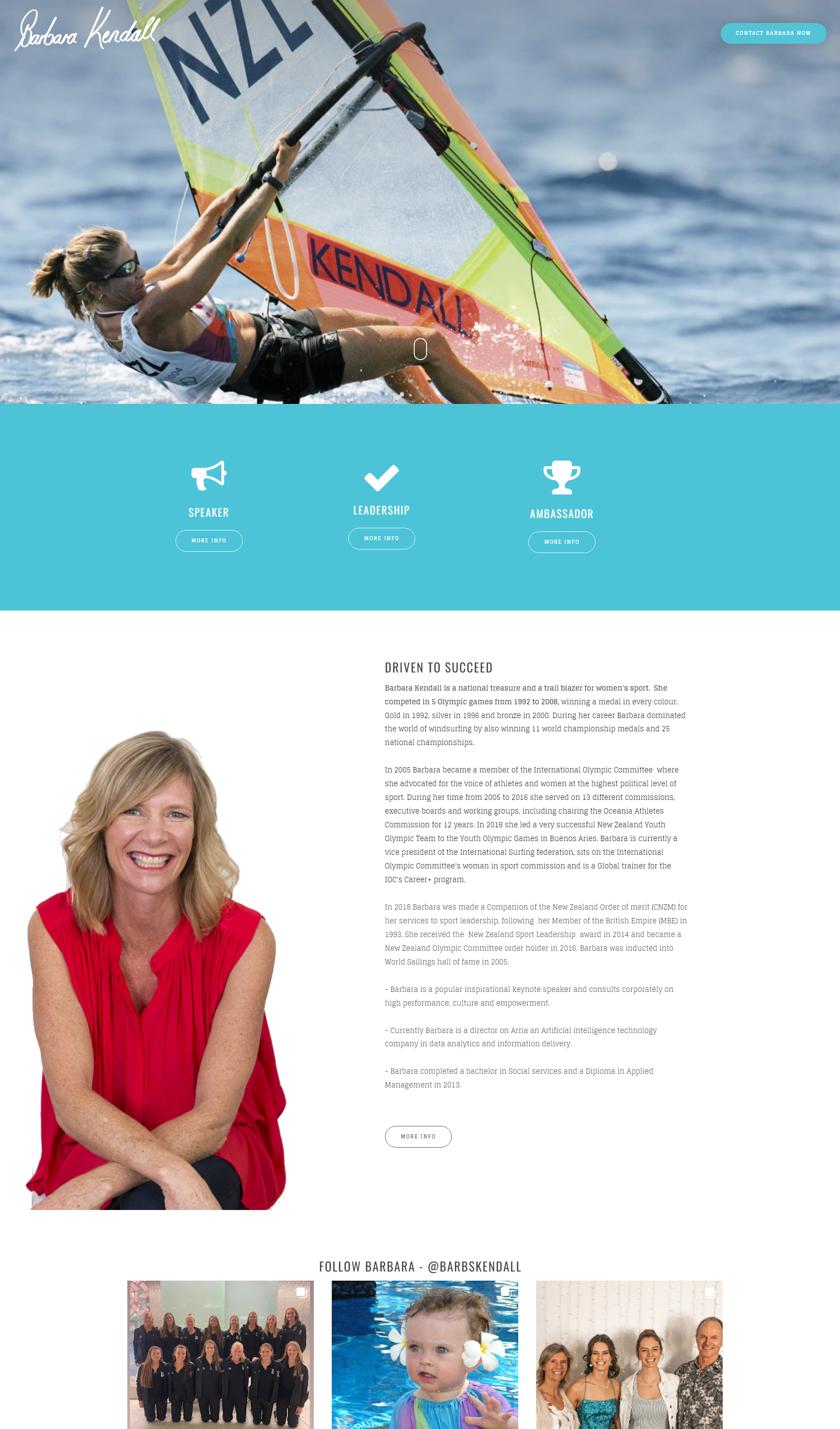Barbara Kendall website design example for testimonial