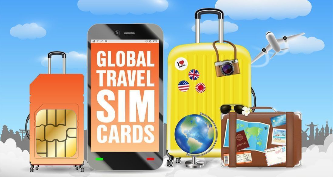 European Sim Card Review header image - sim card, phone, suitcase