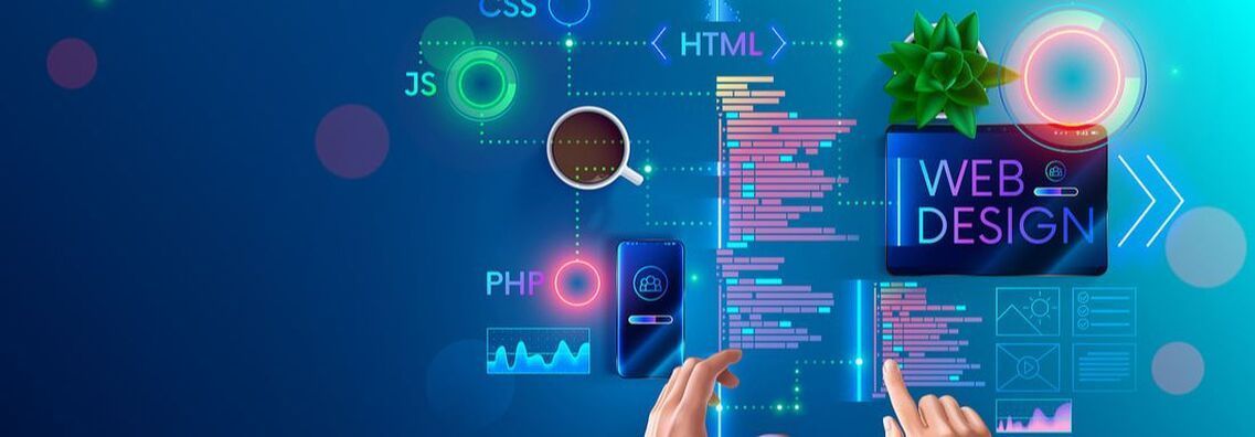 illustration of  html, css and other web design codes