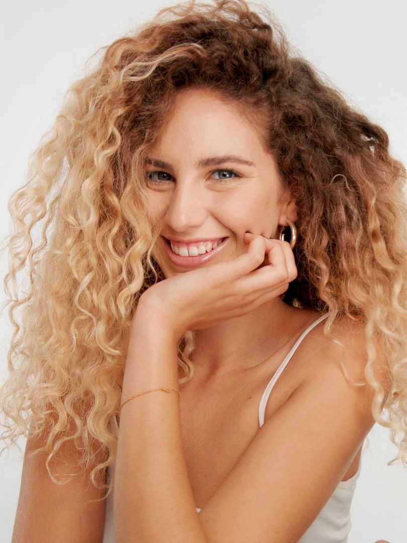 beautiful woman with curly hair