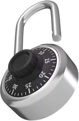a close up of an open combination lock with numbers on it