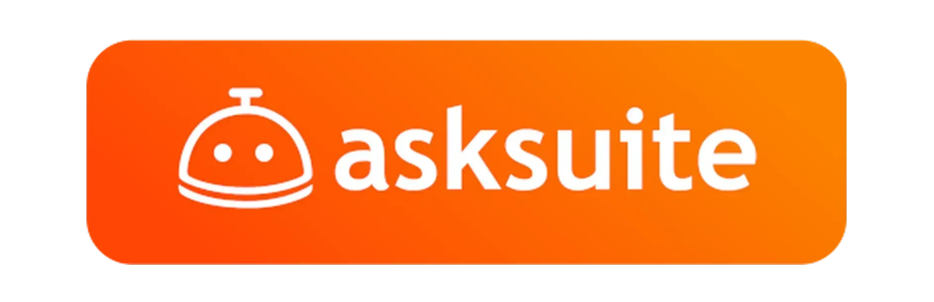 Logotipo laranja do AskSuite com um ícone de robô branco e texto.