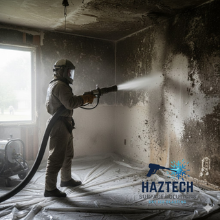 DRY ICE BLASTING AT A HOME REMOVING MOLD