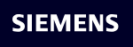 Siemens logo on a dark blue background. White text.