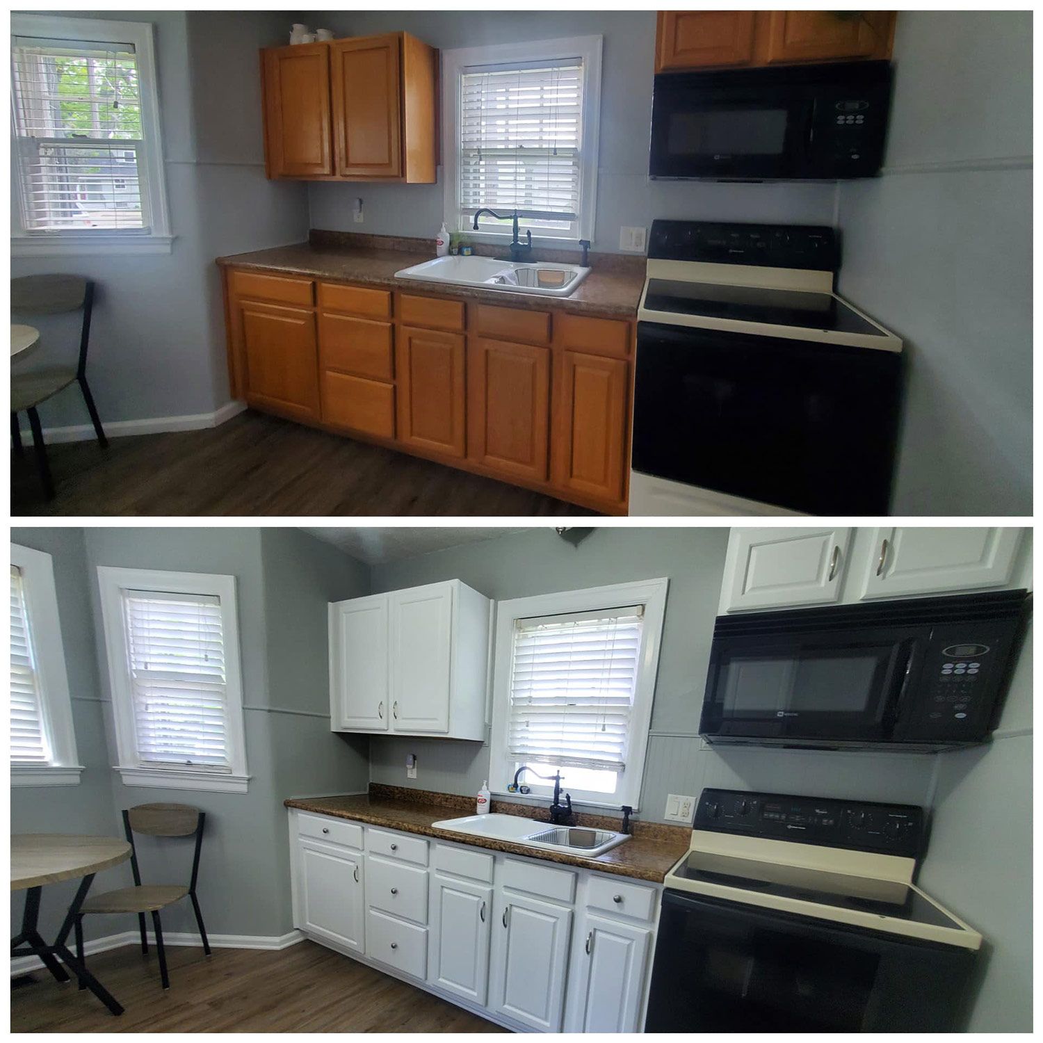 Before and after kitchen repainting