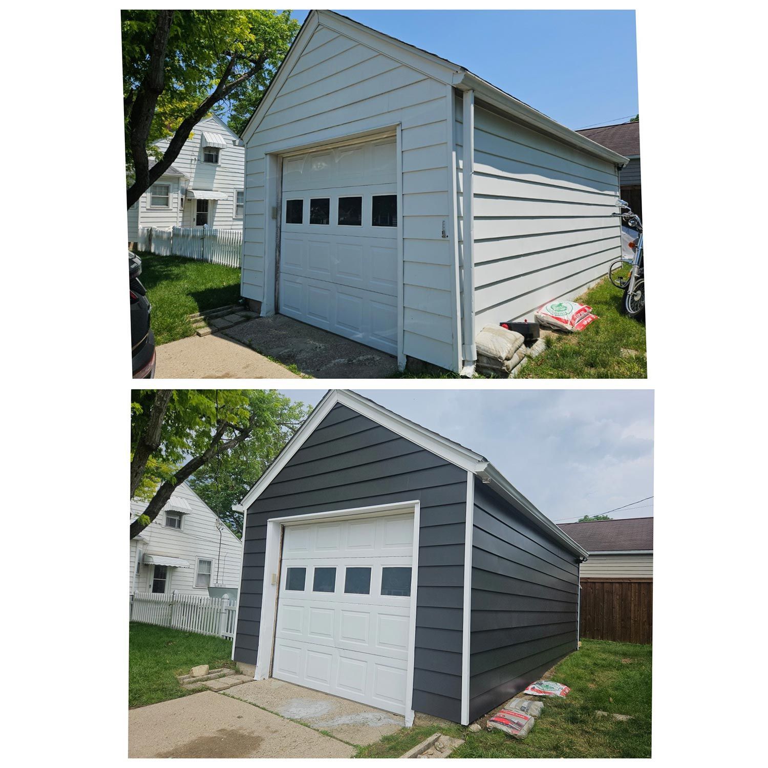 Before and after garage wall paint