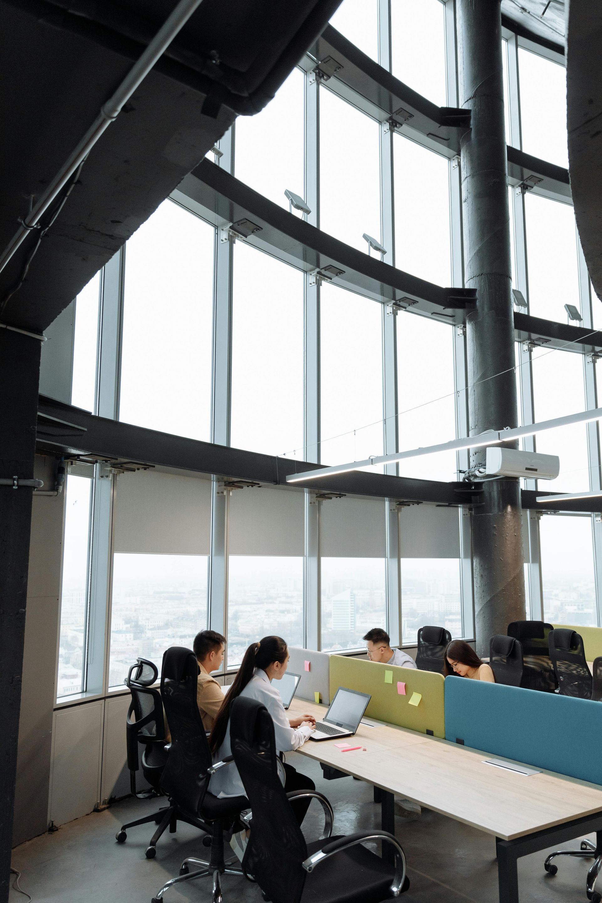Woman gazing at cityscape with 