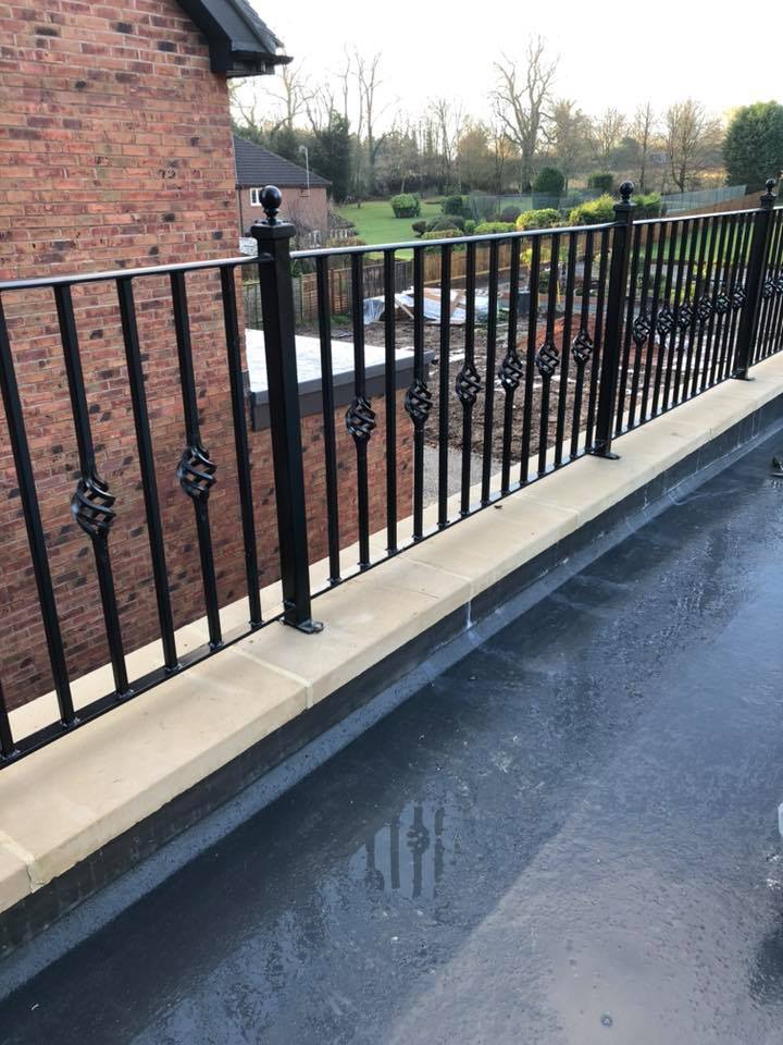 Black metal railings