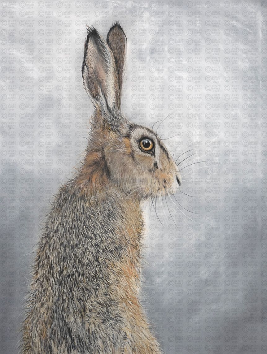 Illustration work of a hare in pastel