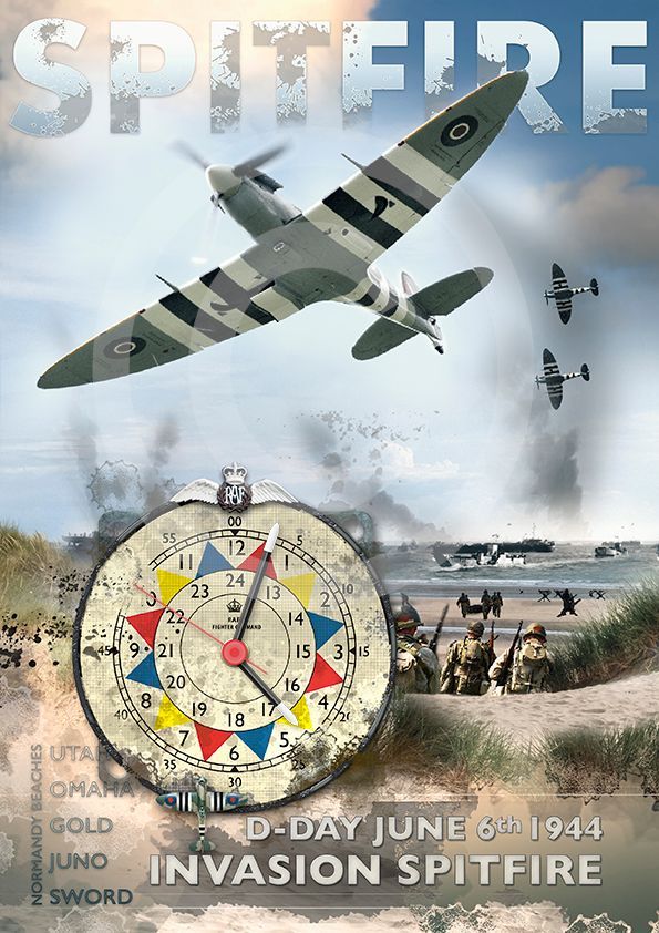 Portrait Wall clock of an Invasion Spitfire.