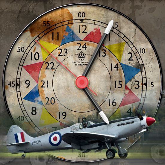 Operations Clock with a Spitfire
Square clock 140mm x 140 mm