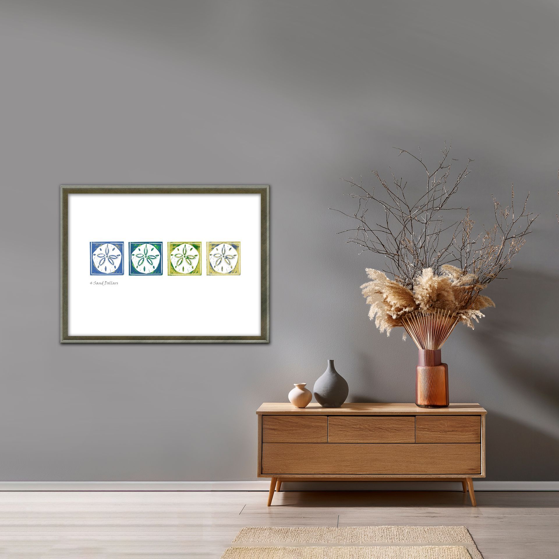 Lino print of sand dollars