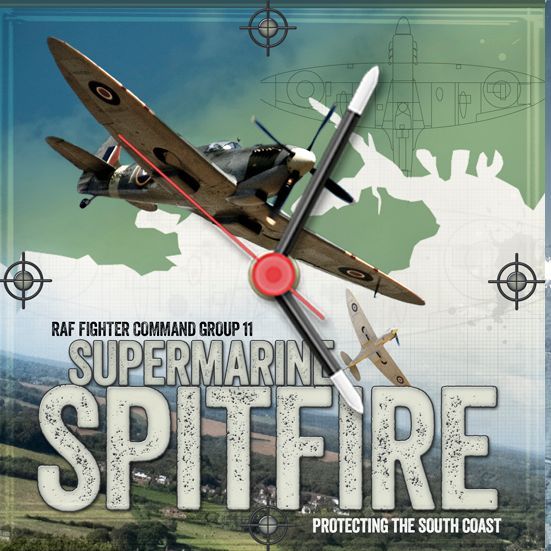 Spitfire Square clock 140mm x 140 mm showing a map the South Coast
11 Group Fighter Command