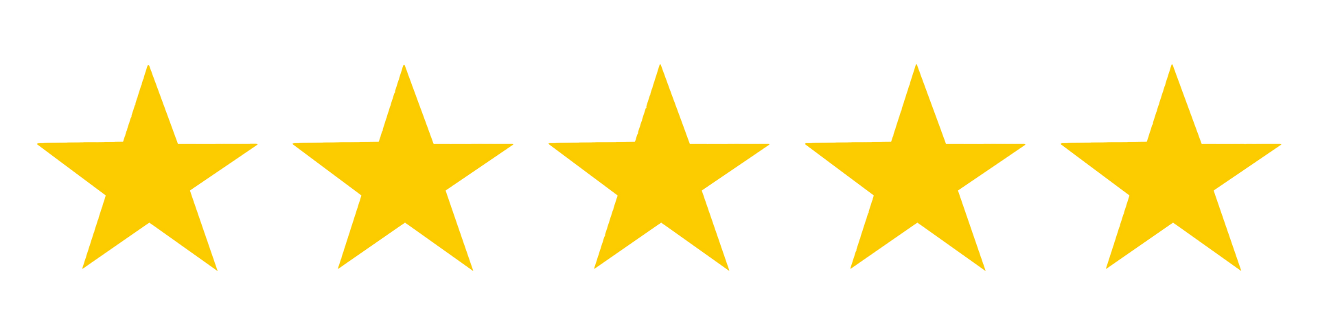 A row of five yellow stars on a white background.