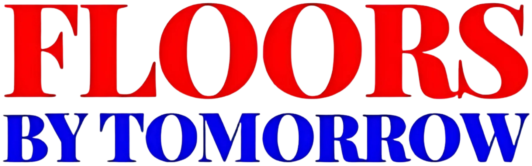 Floors by Tomorrow logo in red and blue.