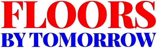 Floors by Tomorrow logo in red and blue.