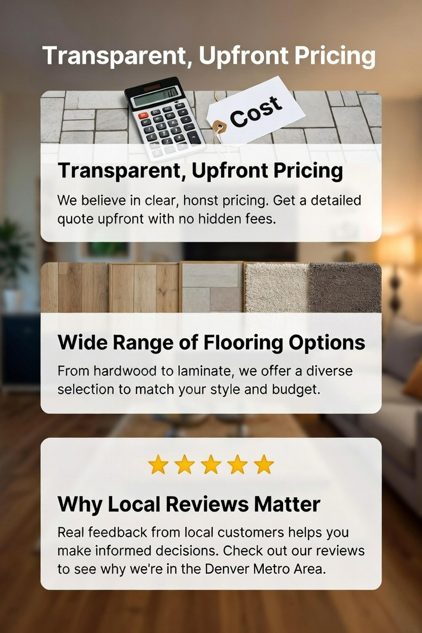 Advertisement: Transparent pricing, wide flooring range, and local reviews.