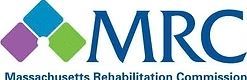 Logo of Massachusetts Rehabilitation Commission: blue, teal, green, purple squares and navy 