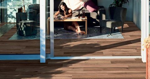 Wooden effect floor tiles