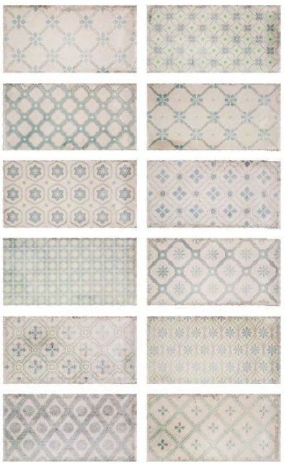 peach & blue decor patchwork Wall Tile thumbnail image - small format Tiles in Leicester