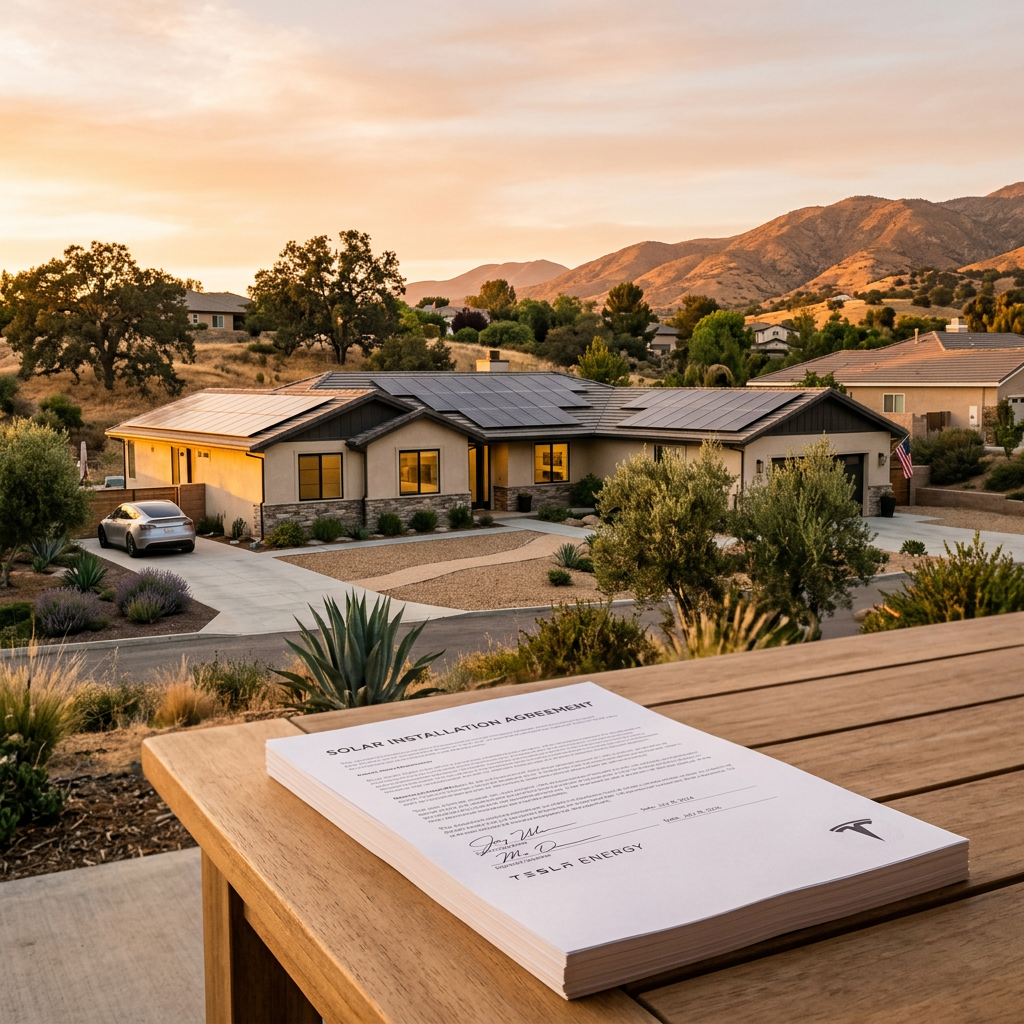 California homeowner reviewing a Tesla SolarCity solar contract cancellation options in 2026