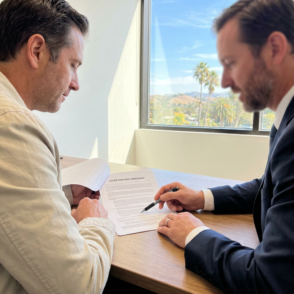 California homeowner consulting a consumer protection attorney about a solar contract dispute