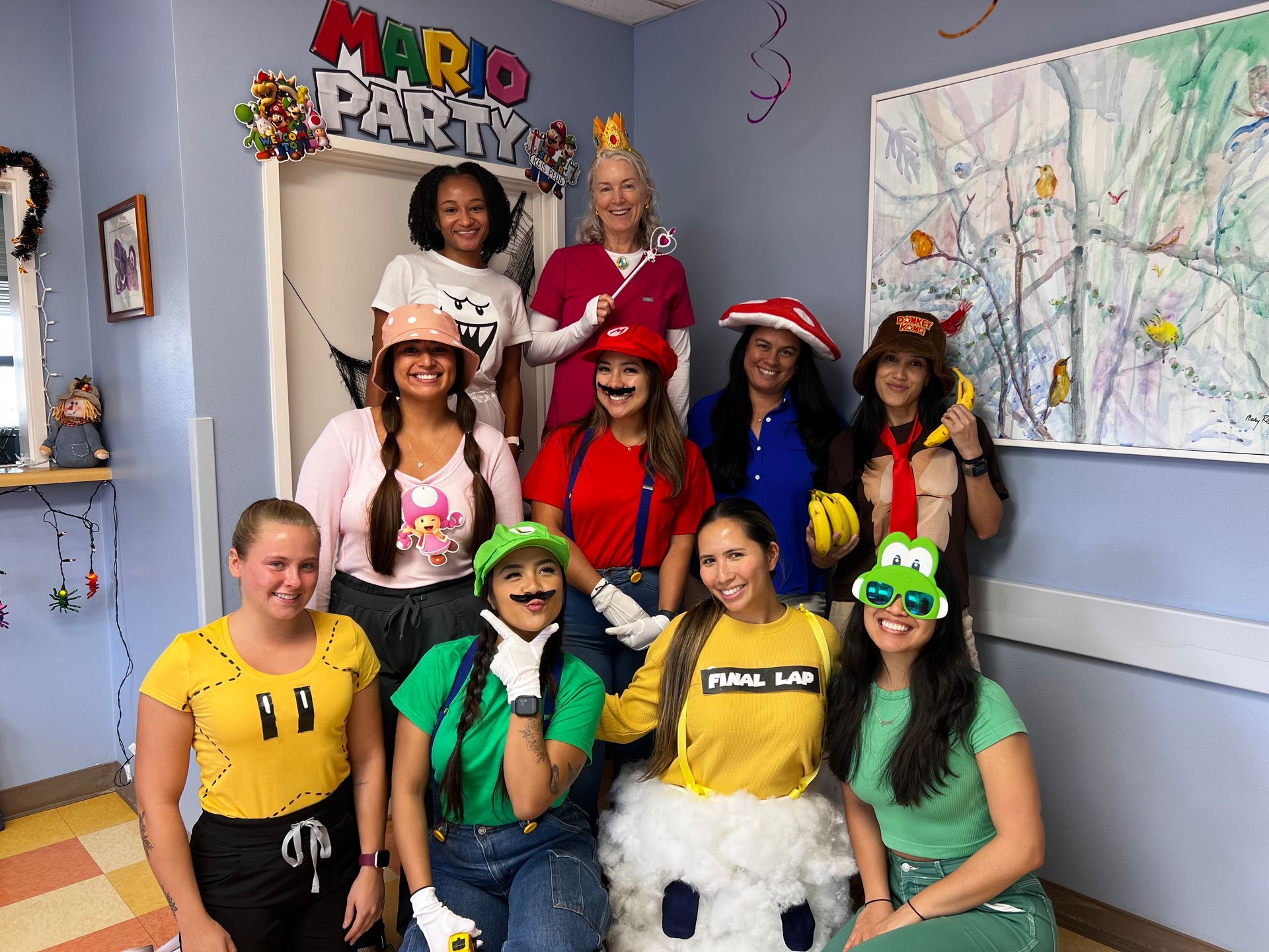Reis Pediatrics staff dressed up at Super Mario characters