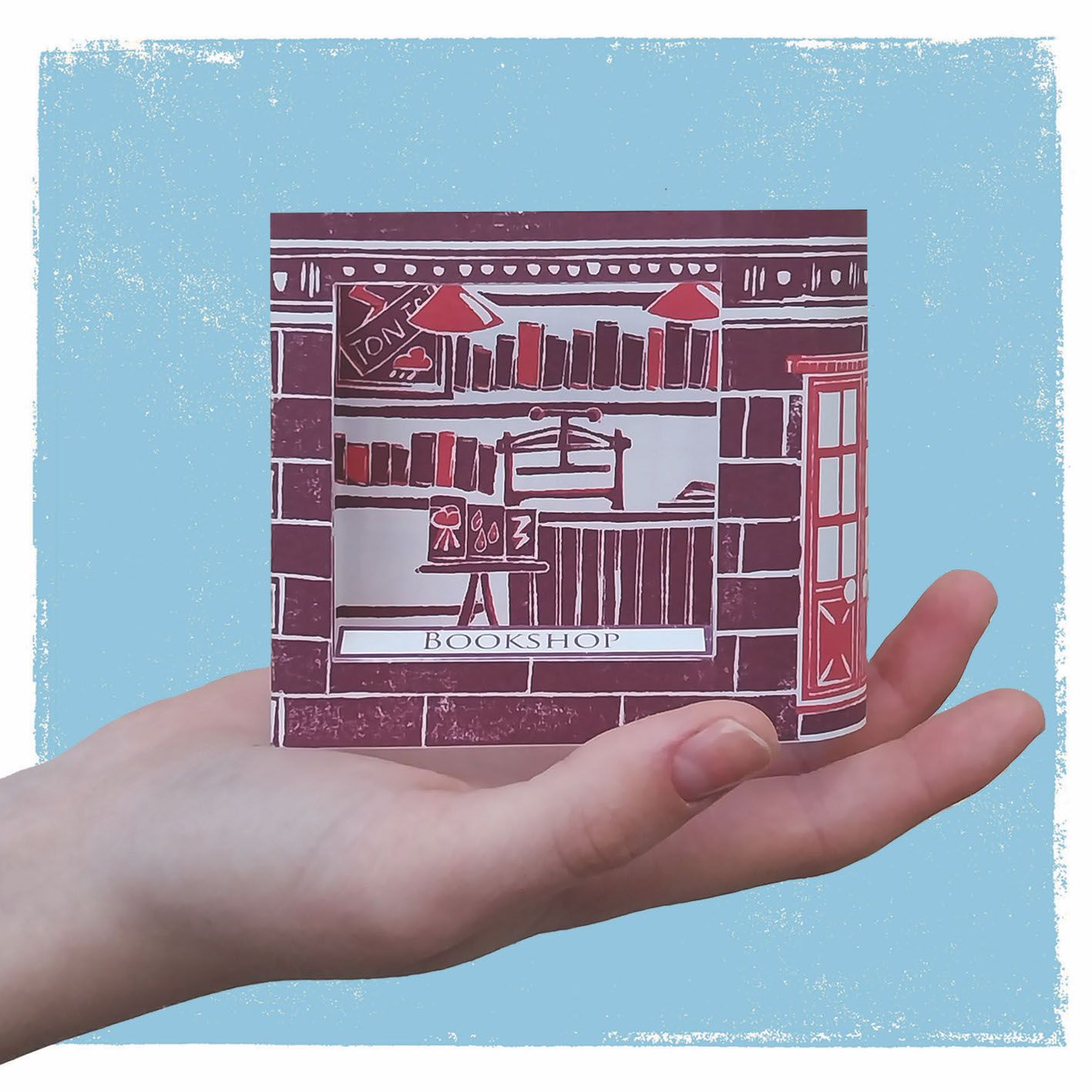 original art miniature bookshop