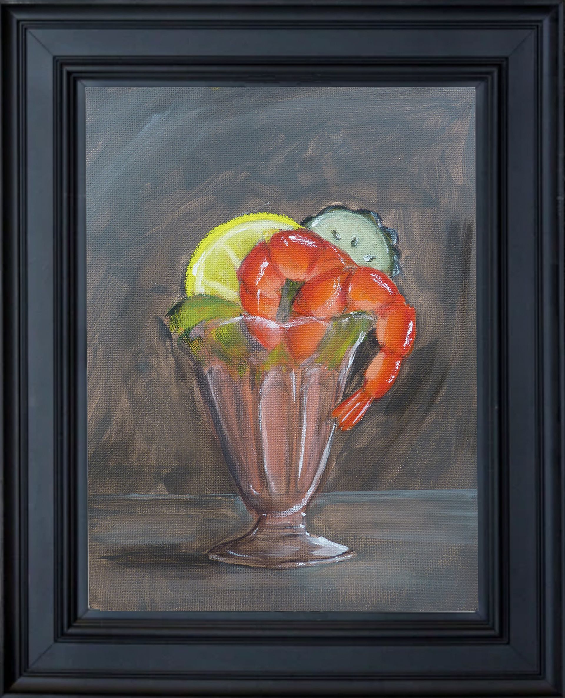 Prawn cocktail shimp cocktail painiting clare dles sussex artist