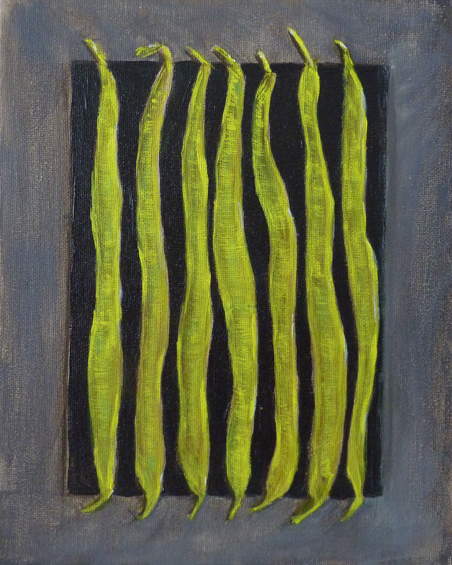 Clare Dales painting acrylic Best In Show Runner Beans Village Fete Organic veg allotment