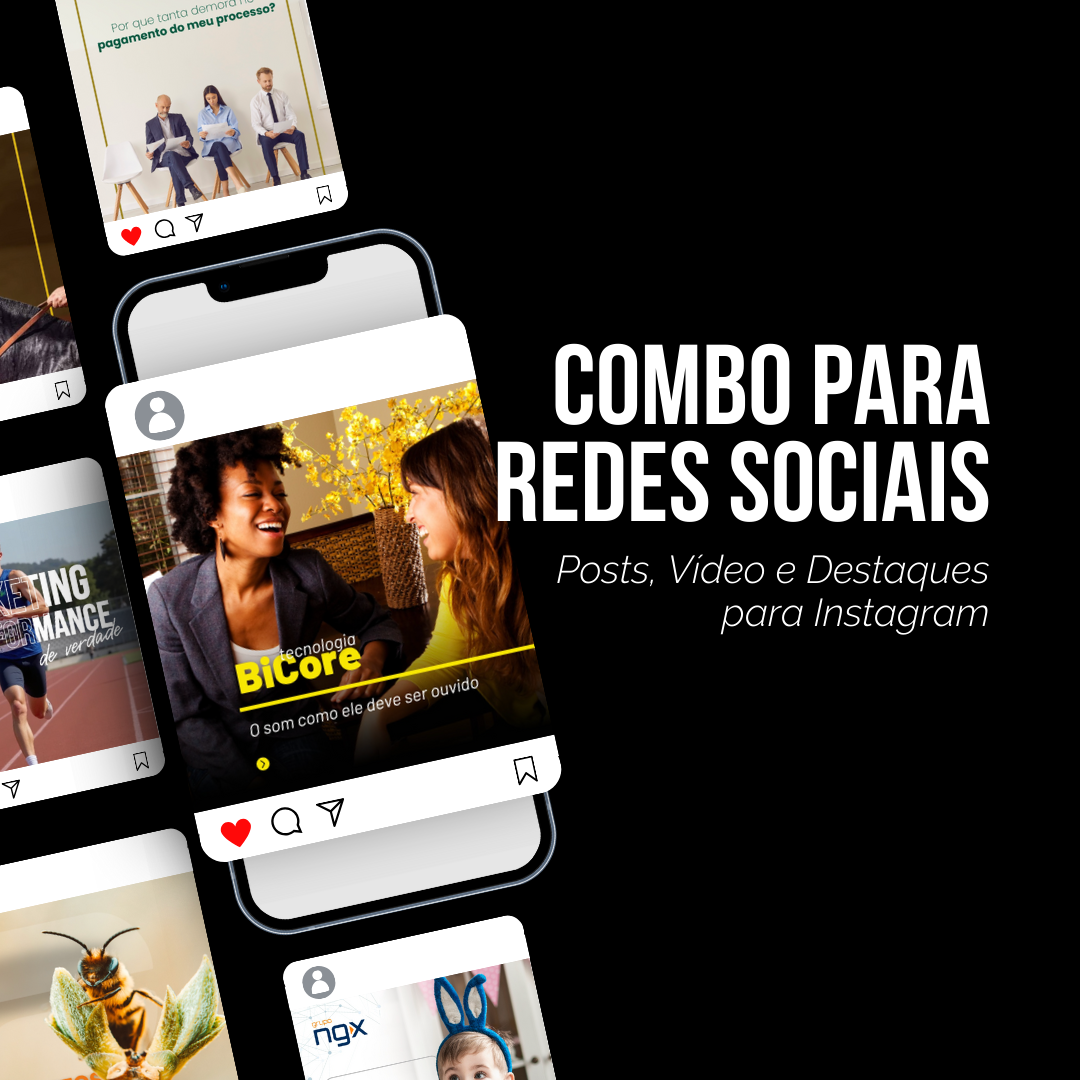 Combo para Redes Sociais - Publicações, video e destaques para Instagram