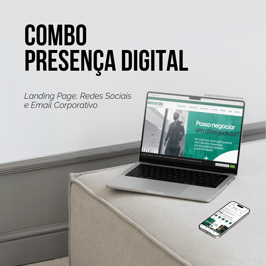 Presença Digital - Landing page, redes sociais e e-mail corporativo.