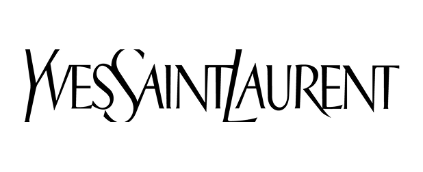 A black and white logo for yves saint laurent on a white background.